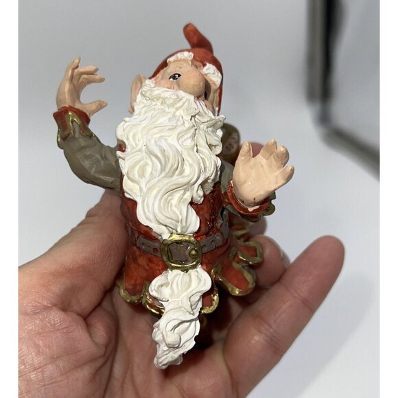 Santa Fairy Gnome Ornament, Very Detailed with Gold Trim, Red - Picture 6 of 7